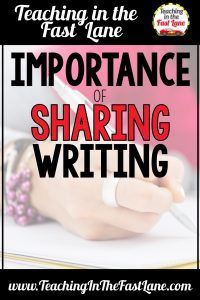 Students need to know their writing will be read by others. The importance of sharing writing in the classroom gives students purpose while writing and an authentic audience. Check out this post for ideas on how to share writing with meaning. #TeachingInTheFastLane #SharingWritingInTheClassroom