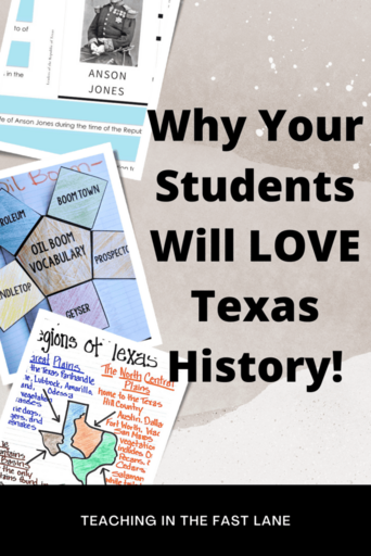 Images of Texas History resources with the title "Why Your Students Will LOVE Texas History!"