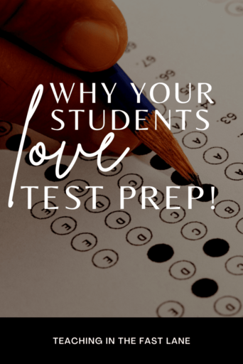 Background image of scantron with pencil filling in answers with the title, "Why Your Students Love Test Prep"